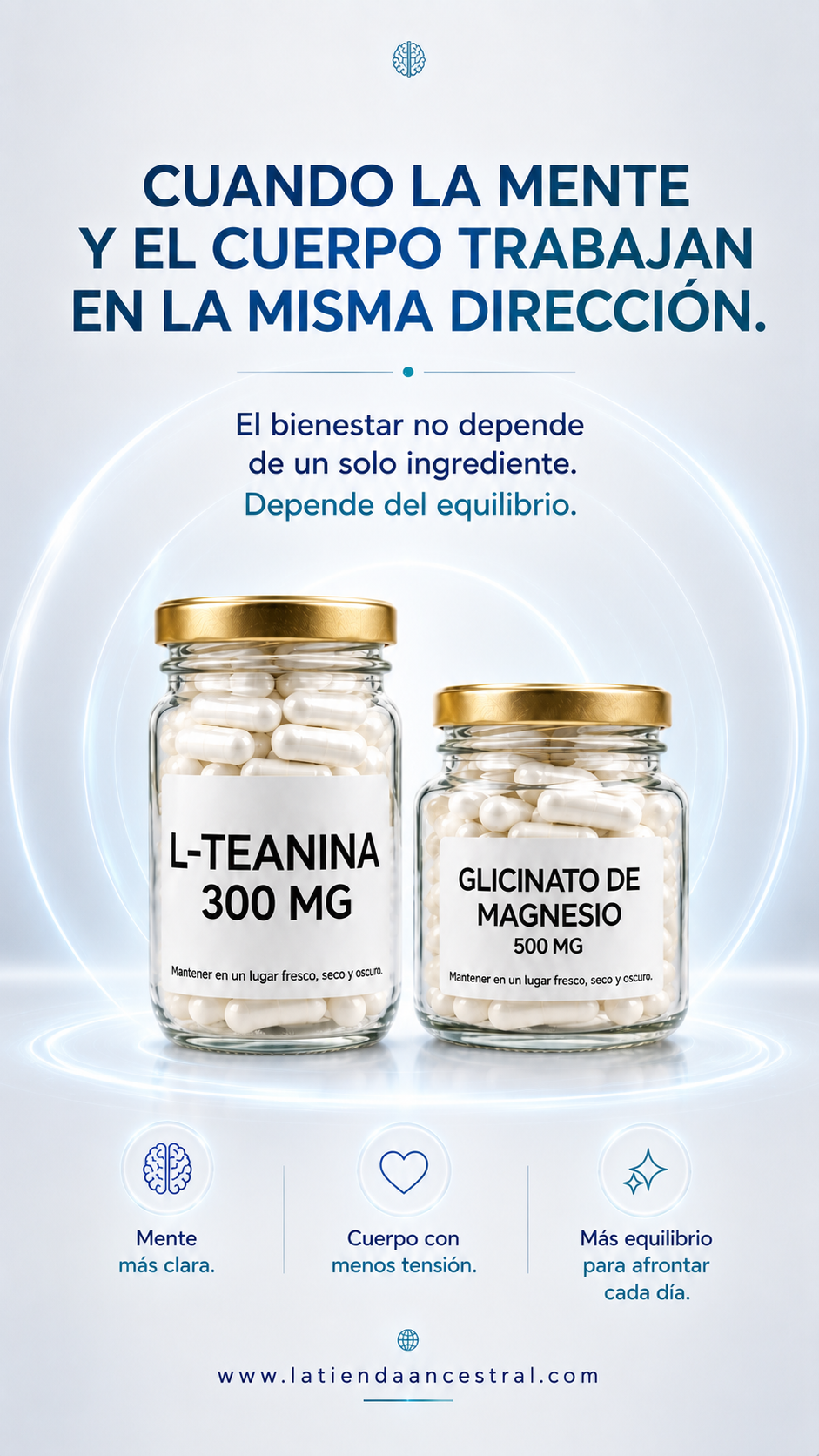 Dúo Neurobalance – L-Teanina y Glicinato de Magnesio. 60 Cápsulas c/u