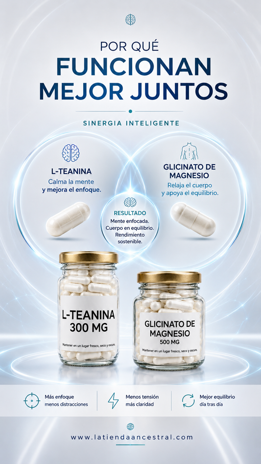 Dúo Neurobalance – L-Teanina y Glicinato de Magnesio. 60 Cápsulas c/u