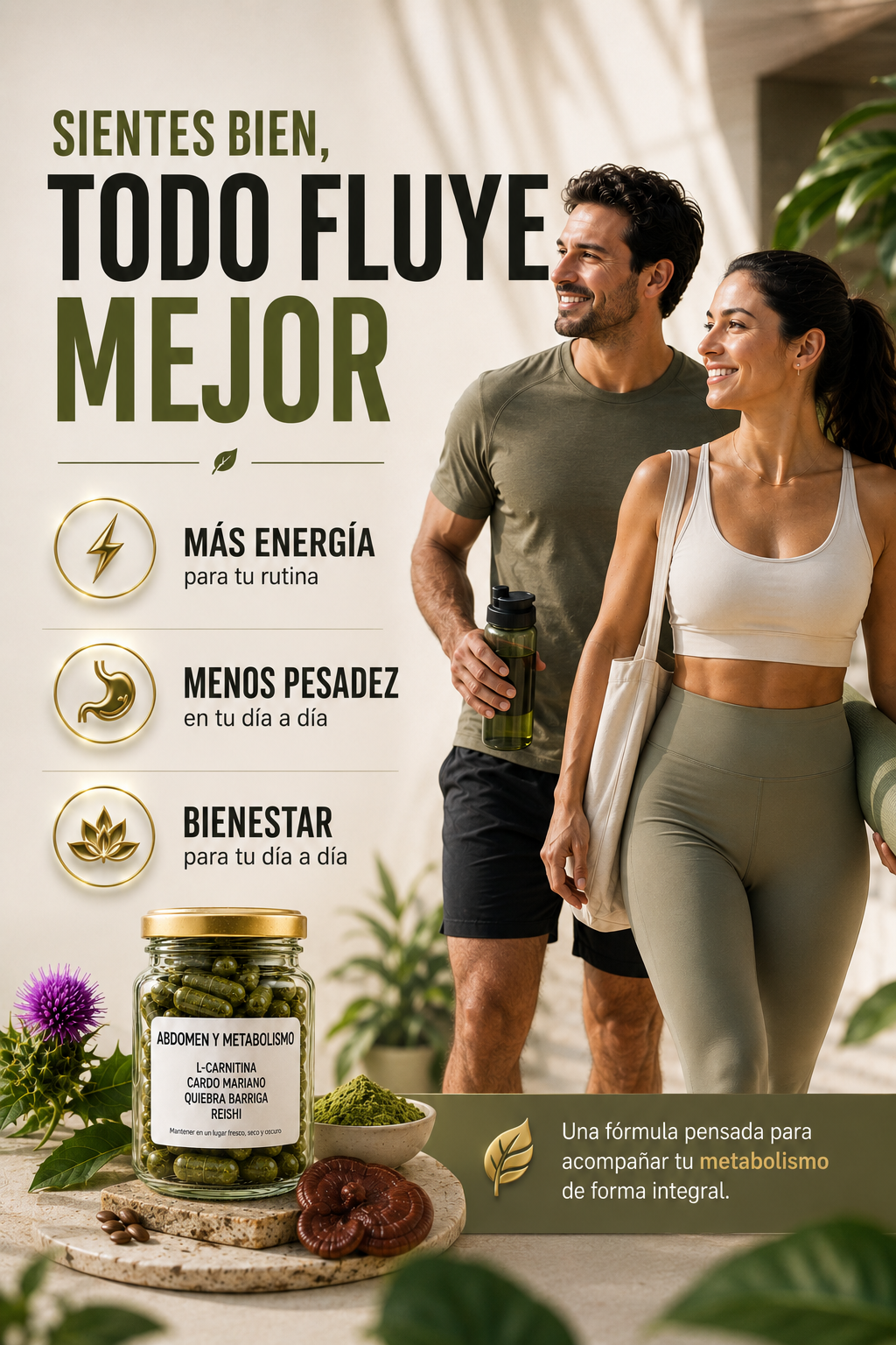 Fórmula Abdomen & Metabolismo 120 Cápsulas + Regalo 50g Leche Dorada con Melena de León