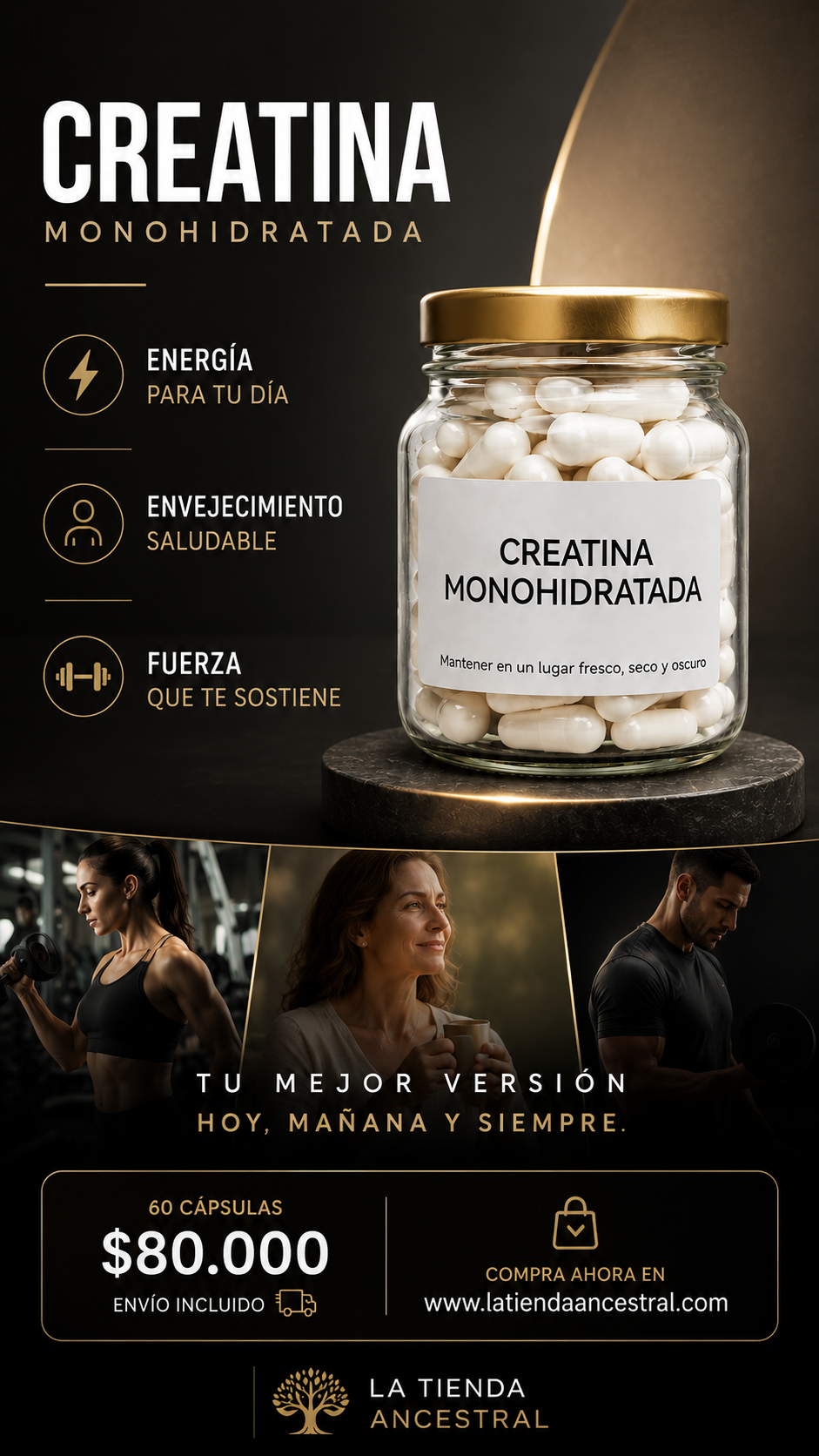 Creatina Monohidratada | 60 Cápsulas de 500 mg