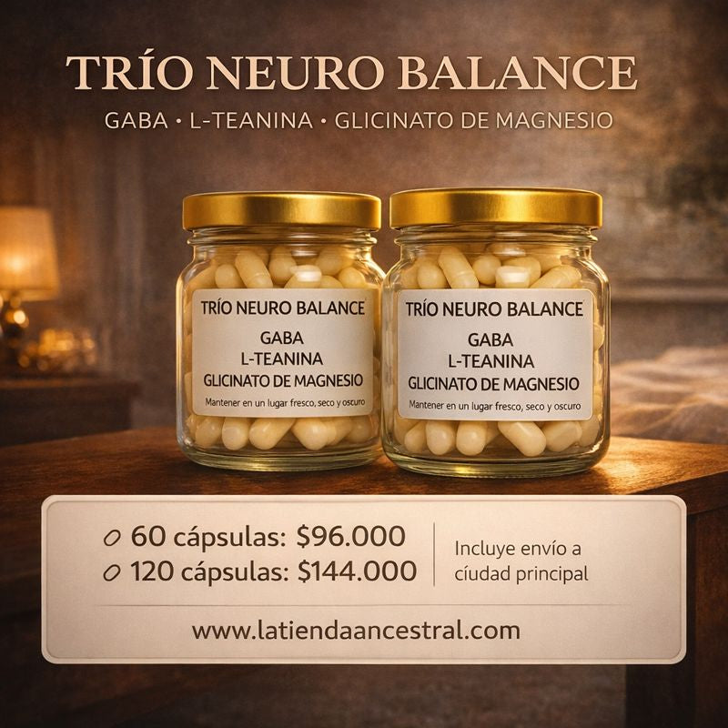 Trío NeuroBalance - GABA, L-Teanina y Glicinato de Magnesio 60 cápsulas