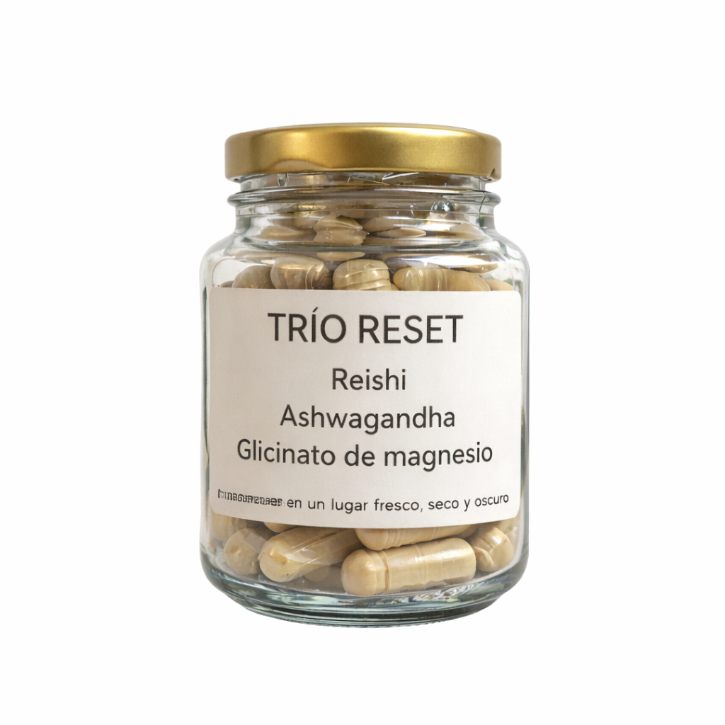 Trío RESET - Reishi, Ashwagandha y Glicinato de Magnesio (60 cápsulas)
