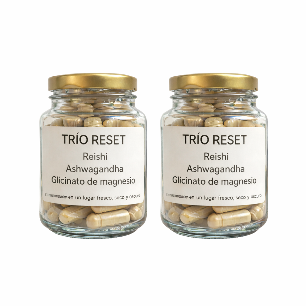 Trío RESET - Reishi, Ashwagandha y Glicinato de Magnesio 120 cápsulas
