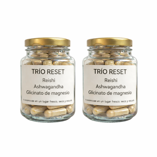 Trío RESET - Reishi, Ashwagandha y Glicinato de Magnesio 120 cápsulas