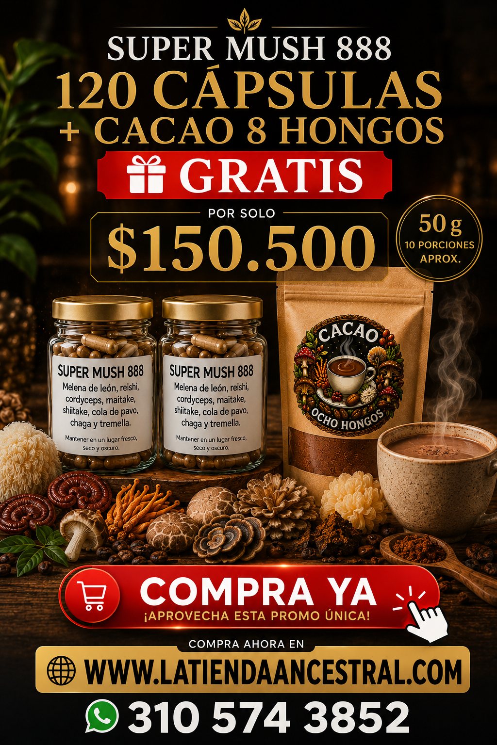 Super Mush 8 Hongos - 60 Cápsulas
