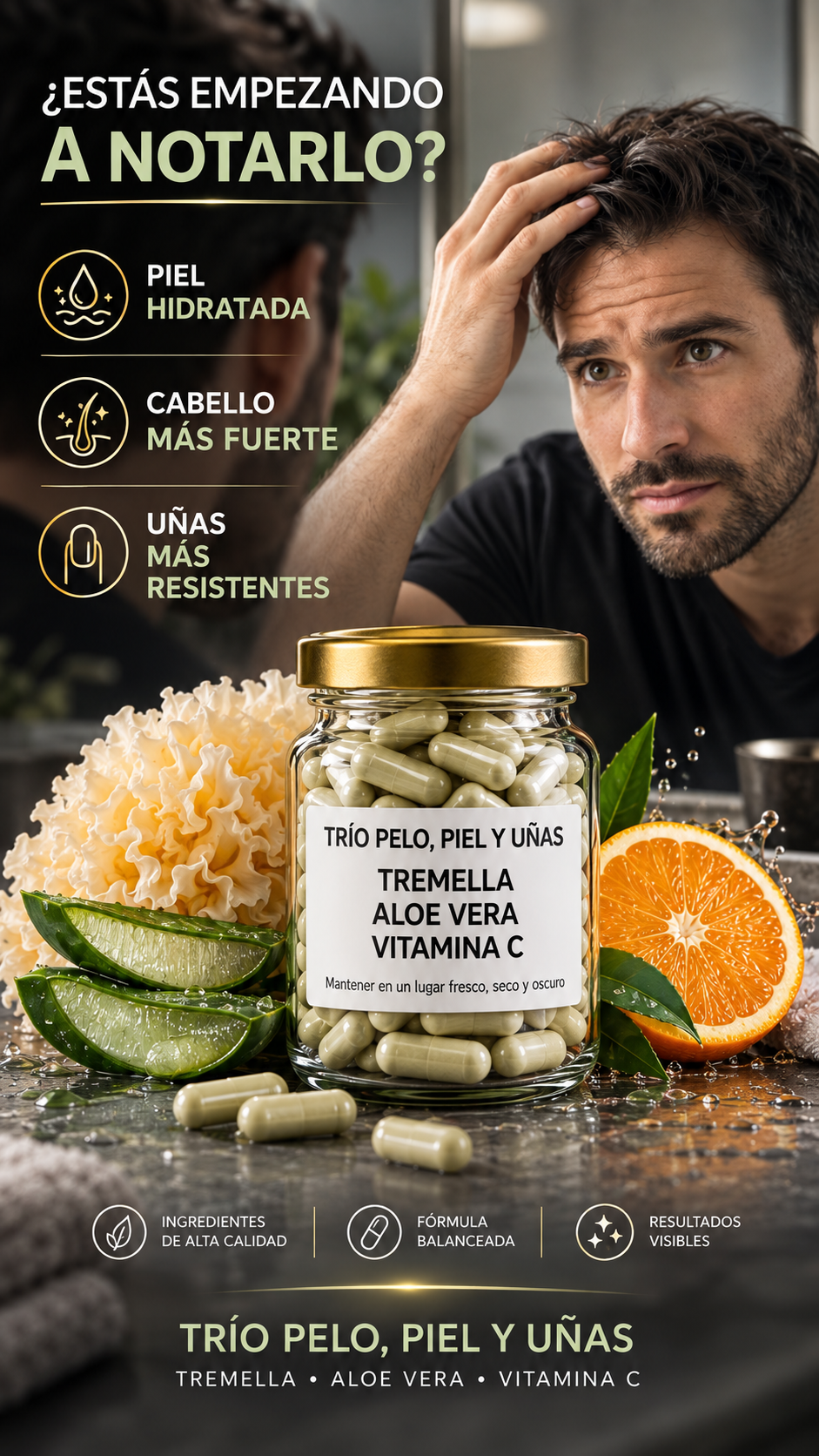Tremella Aloe Vera y Vitamina C - Pelo, Piel y Uñas - 60 Cápsulas