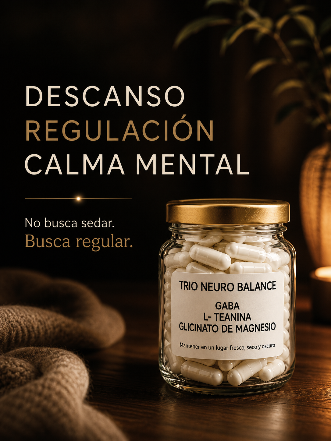 Trío NeuroBalance - GABA, L-Teanina y Glicinato de Magnesio 60 cápsulas