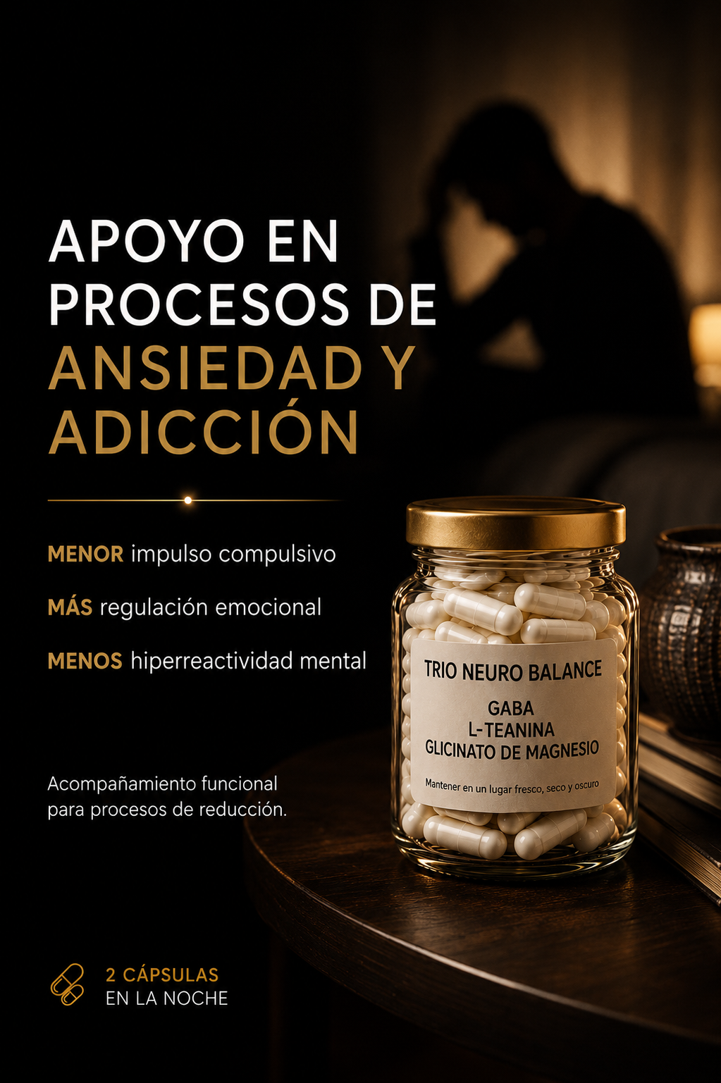 Trío NeuroBalance - GABA, L-Teanina y Glicinato de Magnesio 60 cápsulas