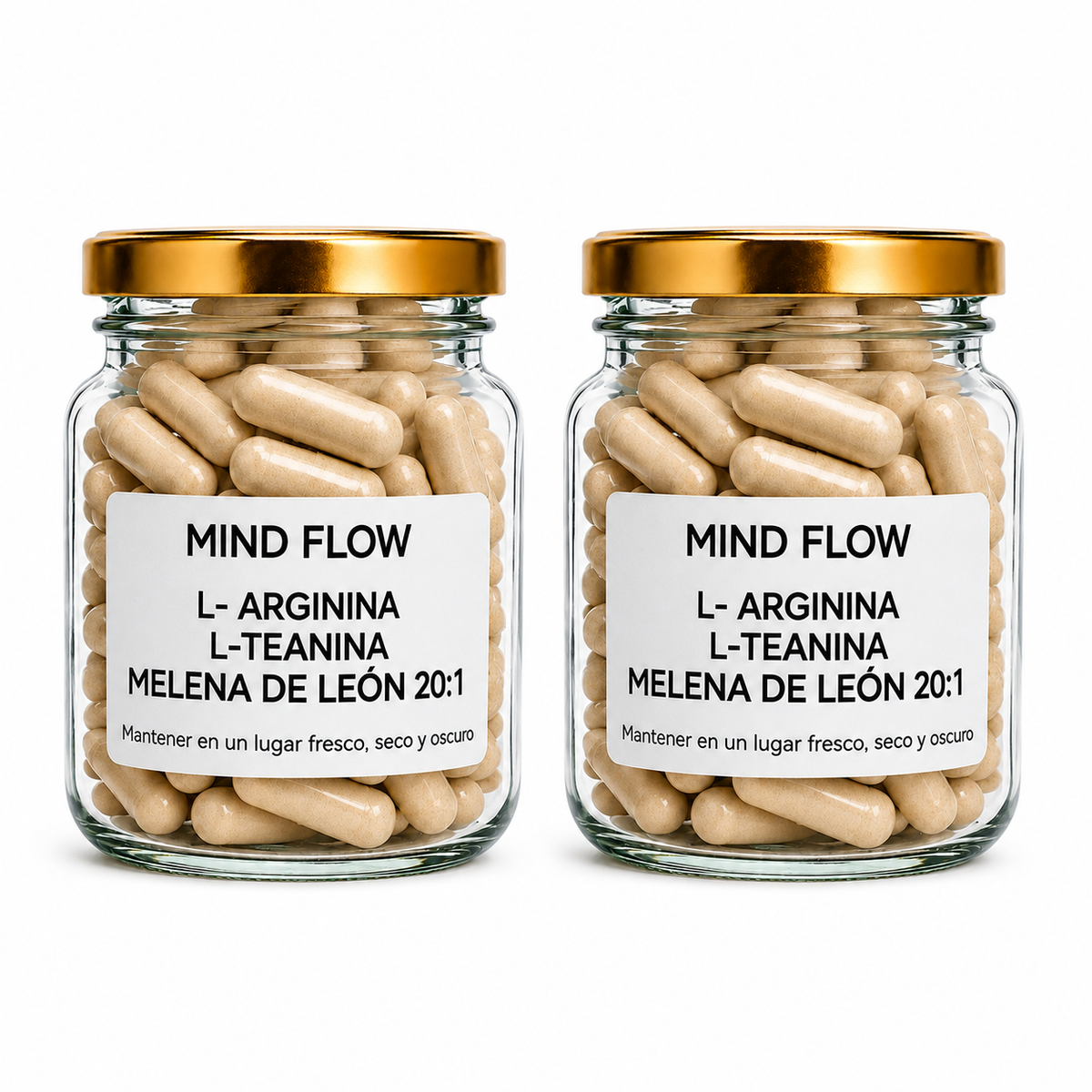 Mind Flow – Melena de león 20:1, L- Arginina y L- Teanina Foco, Claridad Mental y Calma