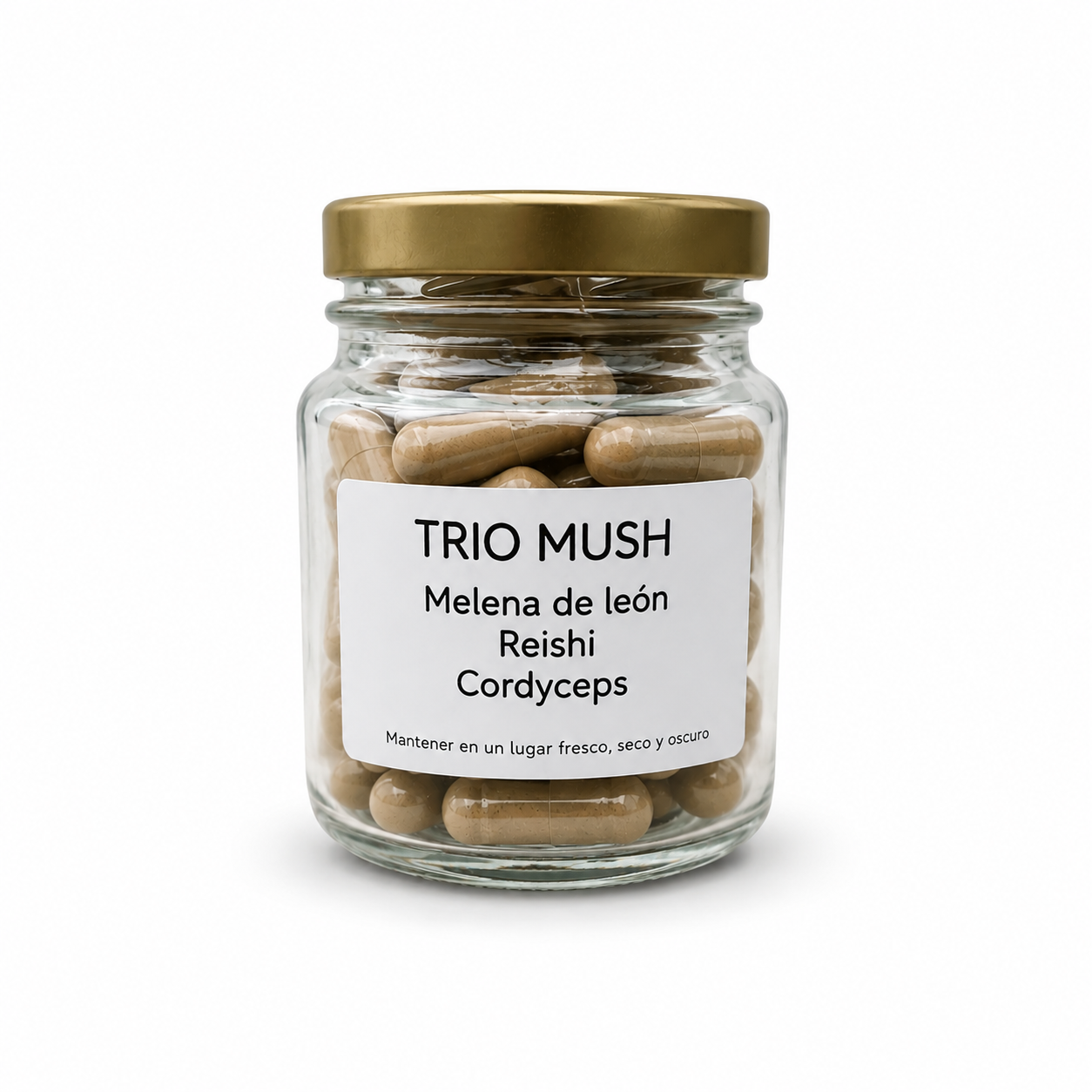 Trio Mush Melena de león, reishi y cordyceps 60 Cápsulas 500 Mg Extractos Puros