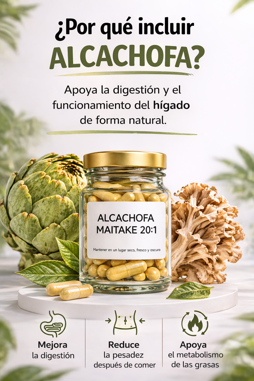 Alcachofa y Hongo Maitake Extracto 20:1 - 30 Cápsulas