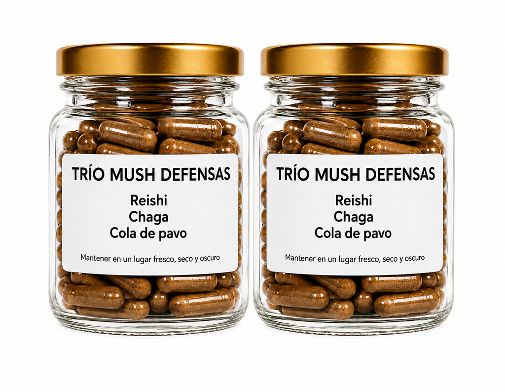 Trio Mush Defensas Reishi, Cola de pavo y chaga - 120 Cápsulas