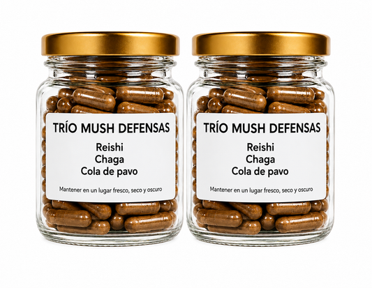 Trio Mush Defensas Reishi, Cola de pavo y chaga - 120 Cápsulas