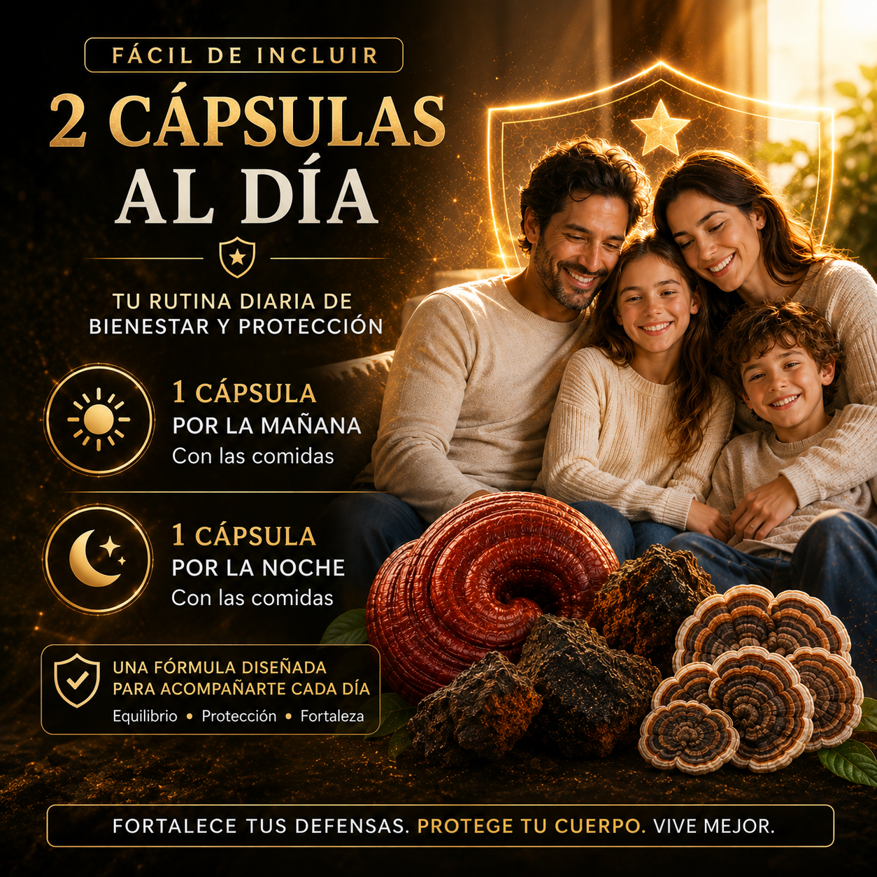 Trio Mush Defensas Reishi, Cola de pavo y chaga - 120 Cápsulas