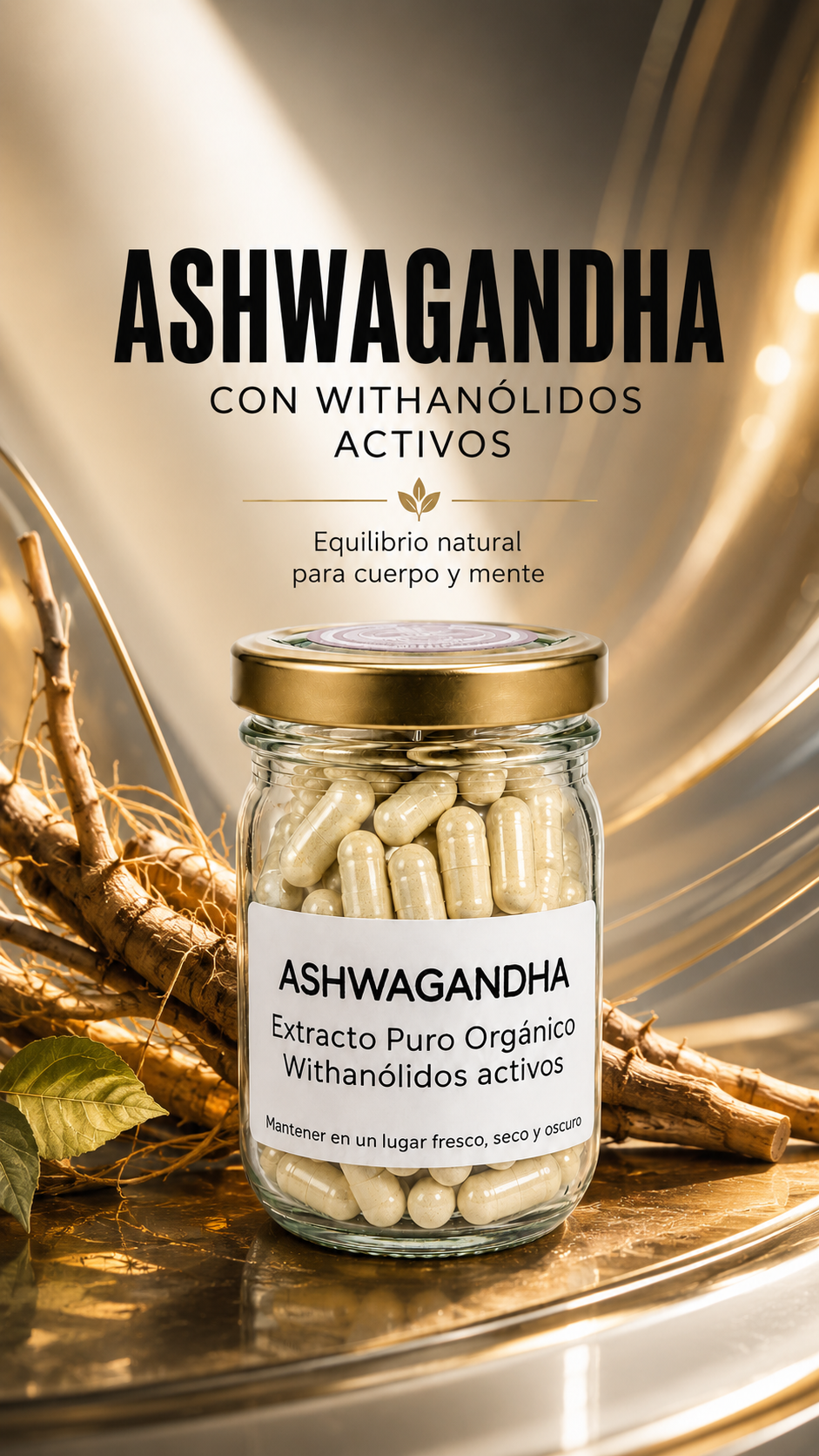 Ashwagandha Cápsulas - Equilibrio Natural- Withanólidos activos