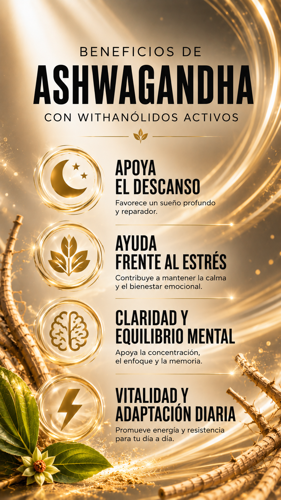 Ashwagandha Cápsulas - Equilibrio Natural- Withanólidos activos
