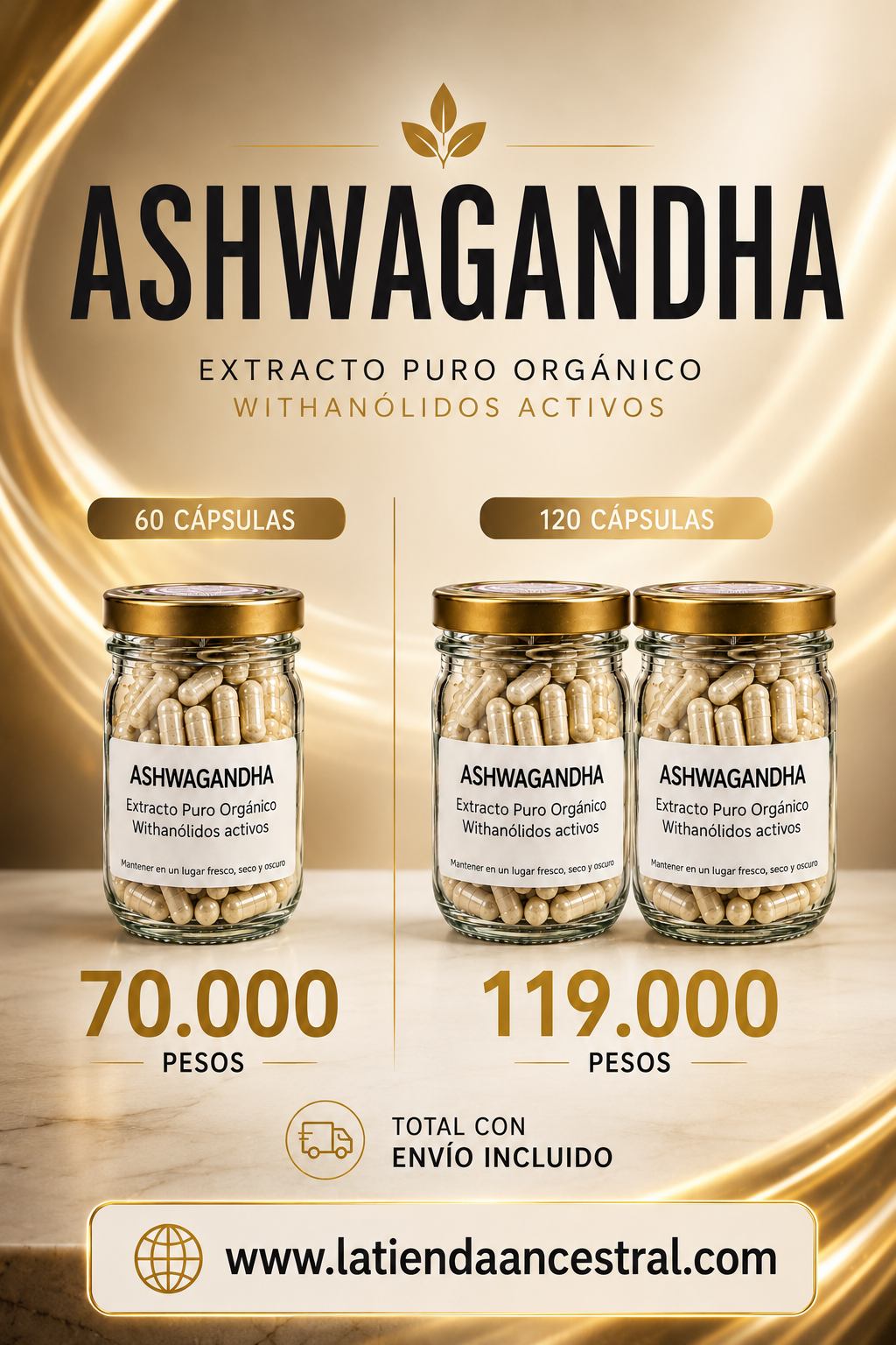 Ashwagandha Cápsulas - Equilibrio Natural- Withanólidos activos