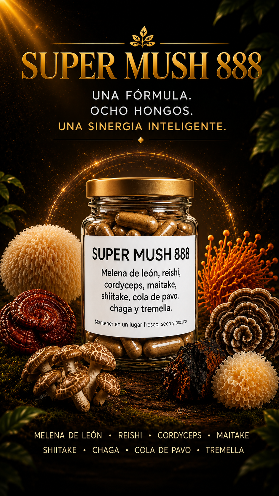 Super Mush 8 Hongos en una sóla cápsula + Cacao