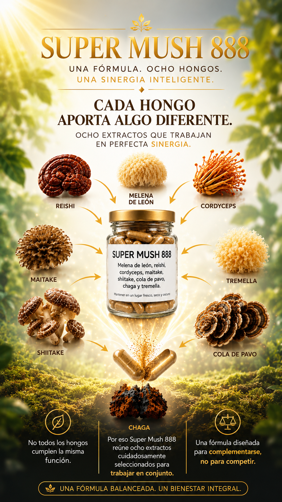 Super Mush 8 Hongos en una sóla cápsula + Cacao
