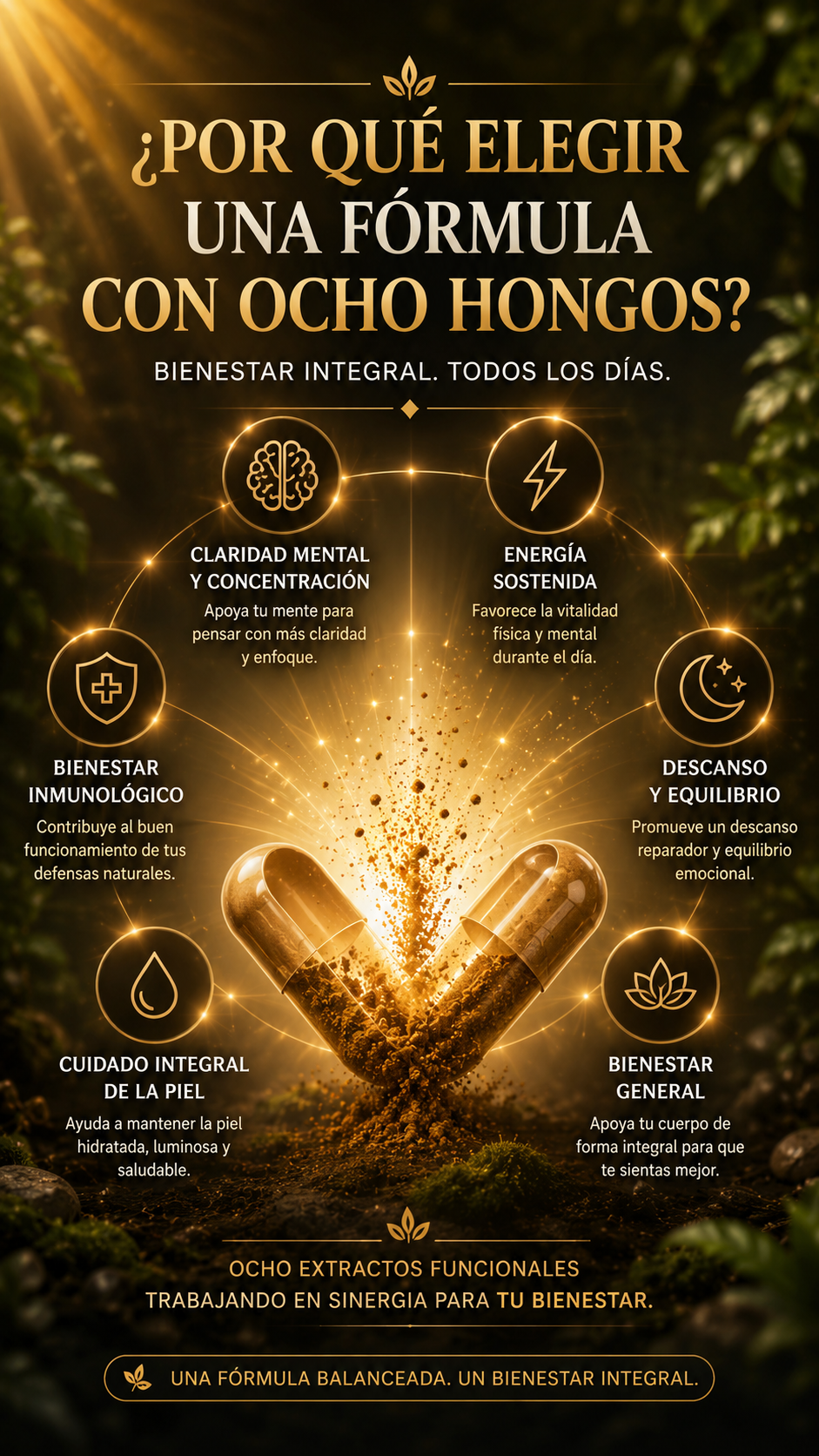 Super Mush 8 Hongos en una sóla cápsula + Cacao