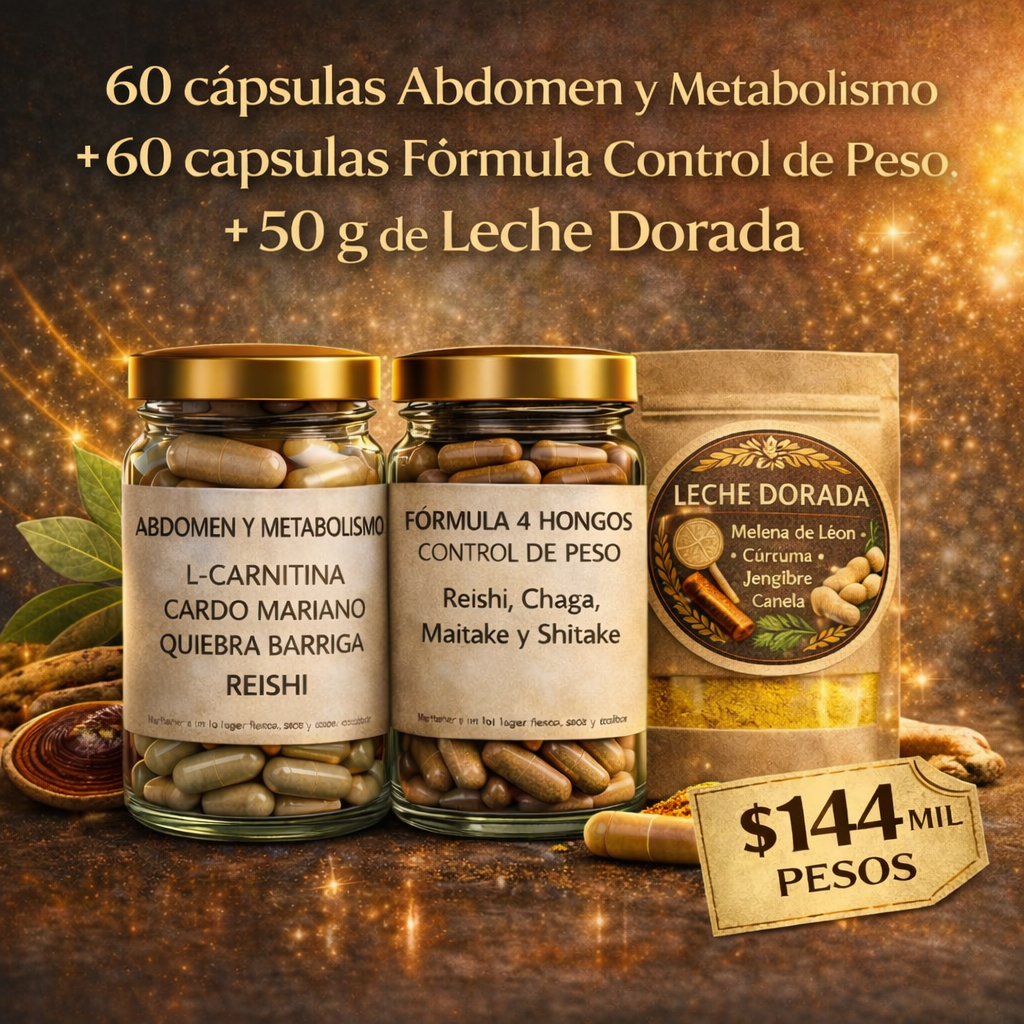 Pack Combo Abdomen & Metabolismo + Fórmula 4 Hongos Control de Peso