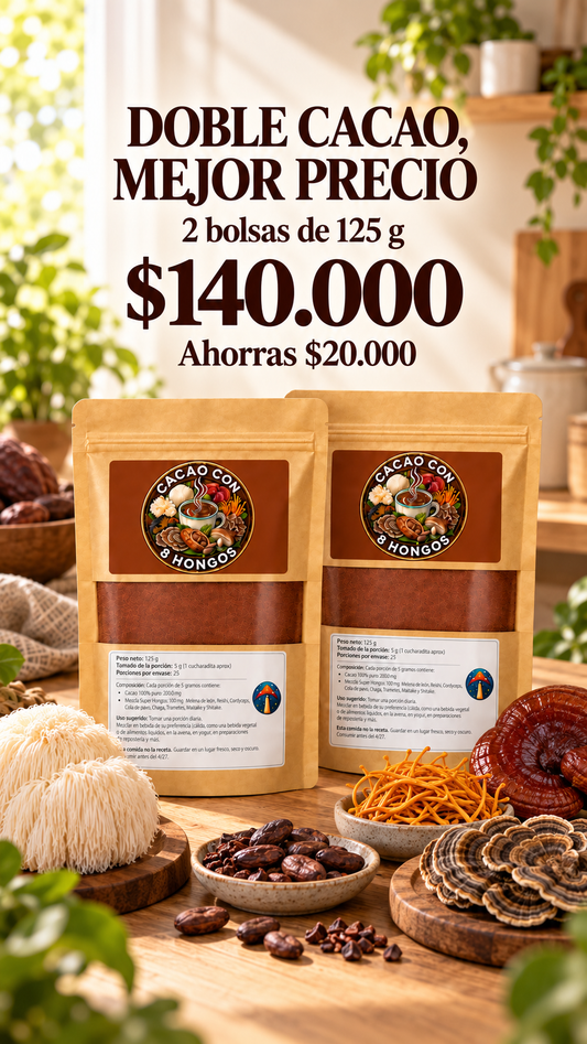 Cacao Ancestral con 8 Hongos Funcionales