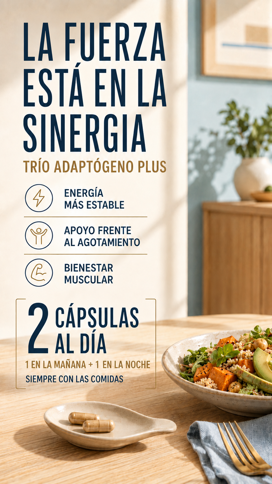 Melena de León, Ashwagandha y Glicinato de Magnesio - Trio Adaptógeno Plus