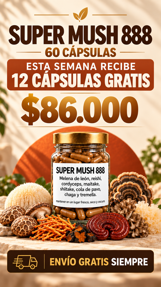 Super Mush 8 Hongos en una sóla cápsula + Cacao