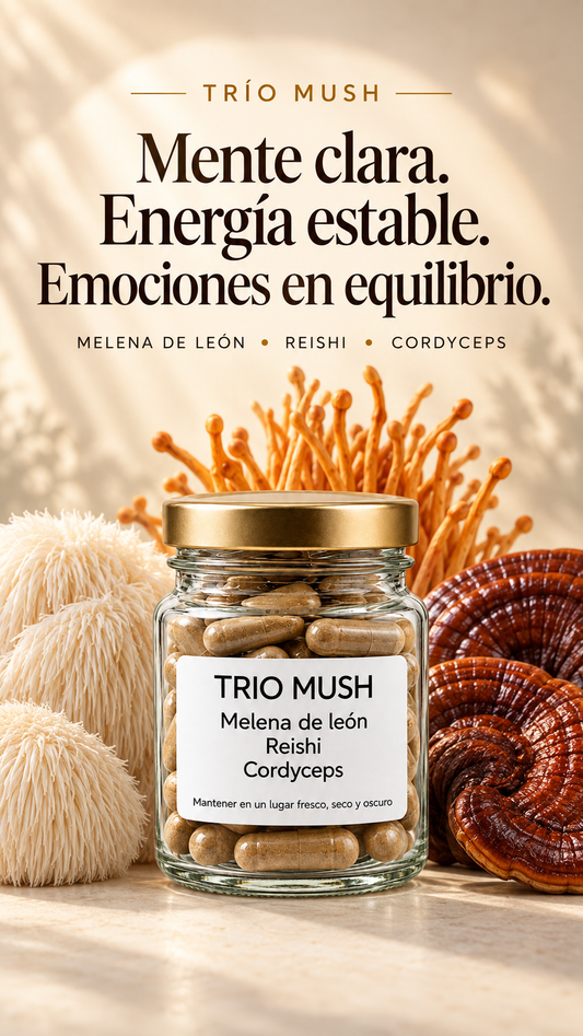 Trio Mush Melena de león, reishi y cordyceps - Extractos puros concentrados
